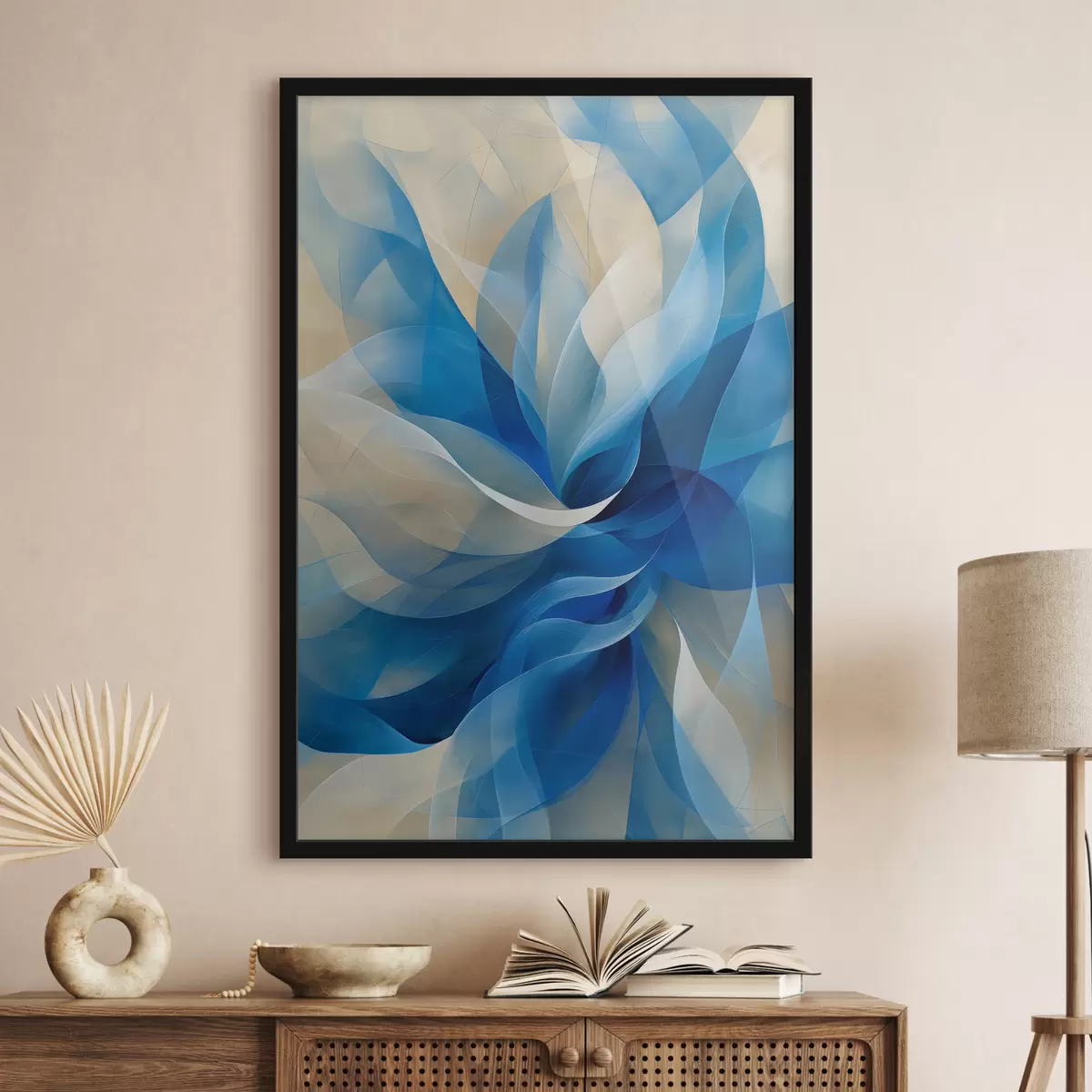 Poster fiore astratto blu f40243