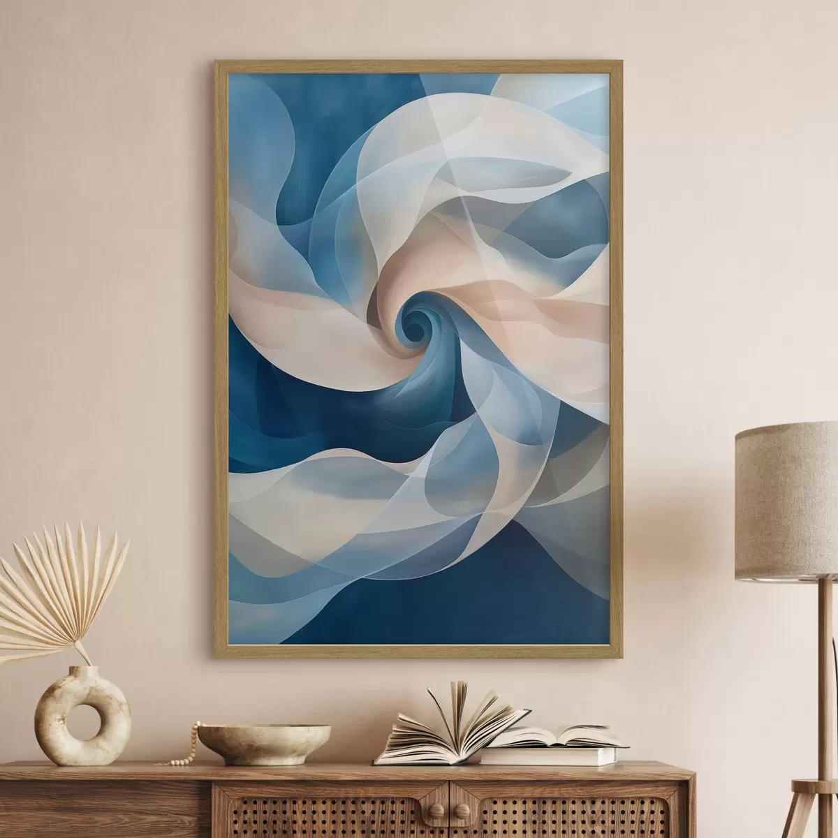 Poster vortice astratto beige-blu f40249
