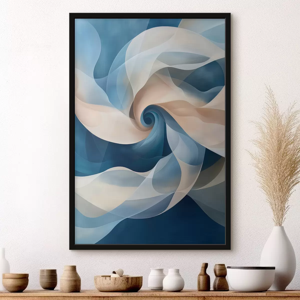 Poster vortice astratto beige-blu f40249