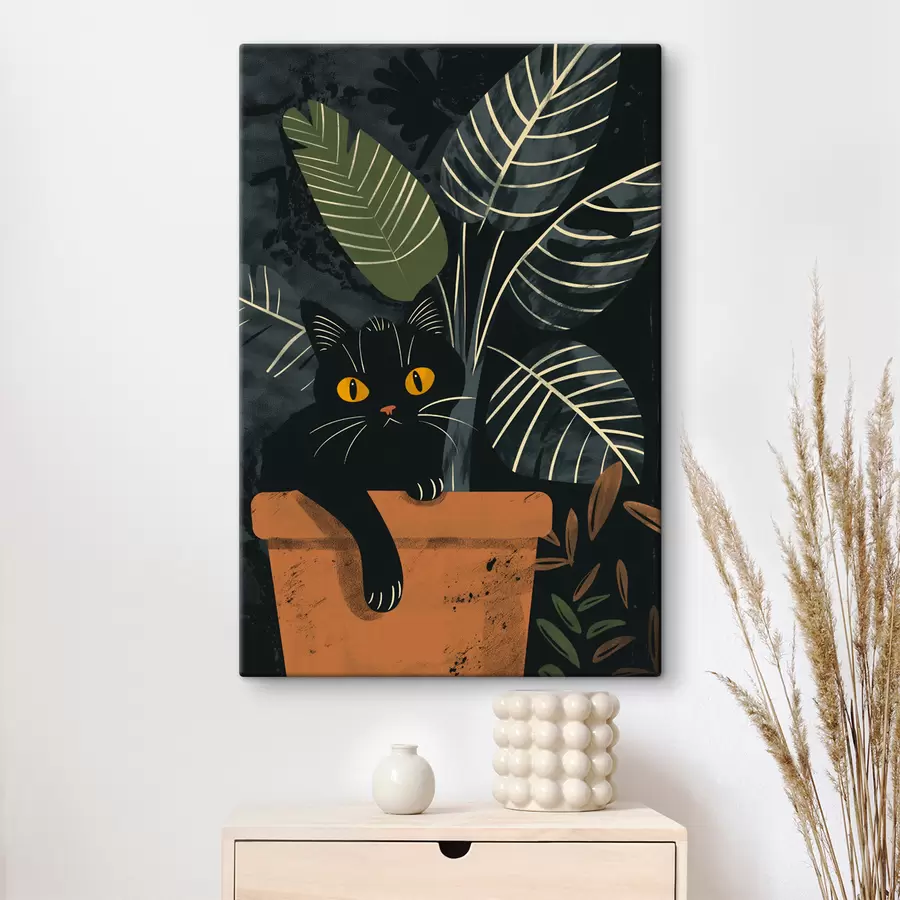 carta da parati Gatto in una pentola con un fiore nr. s40268