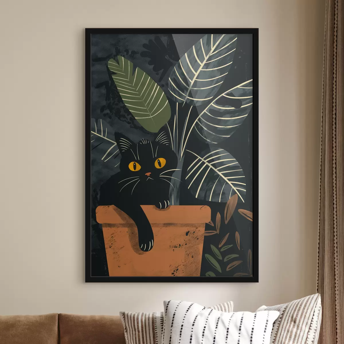 Poster Gatto in una pentola con un fiore f40268