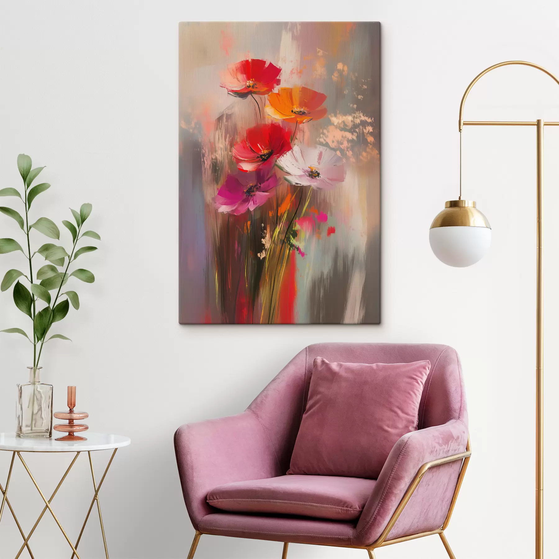 carta da parati Fiori astratti luminosi con pennellate nr. s40283