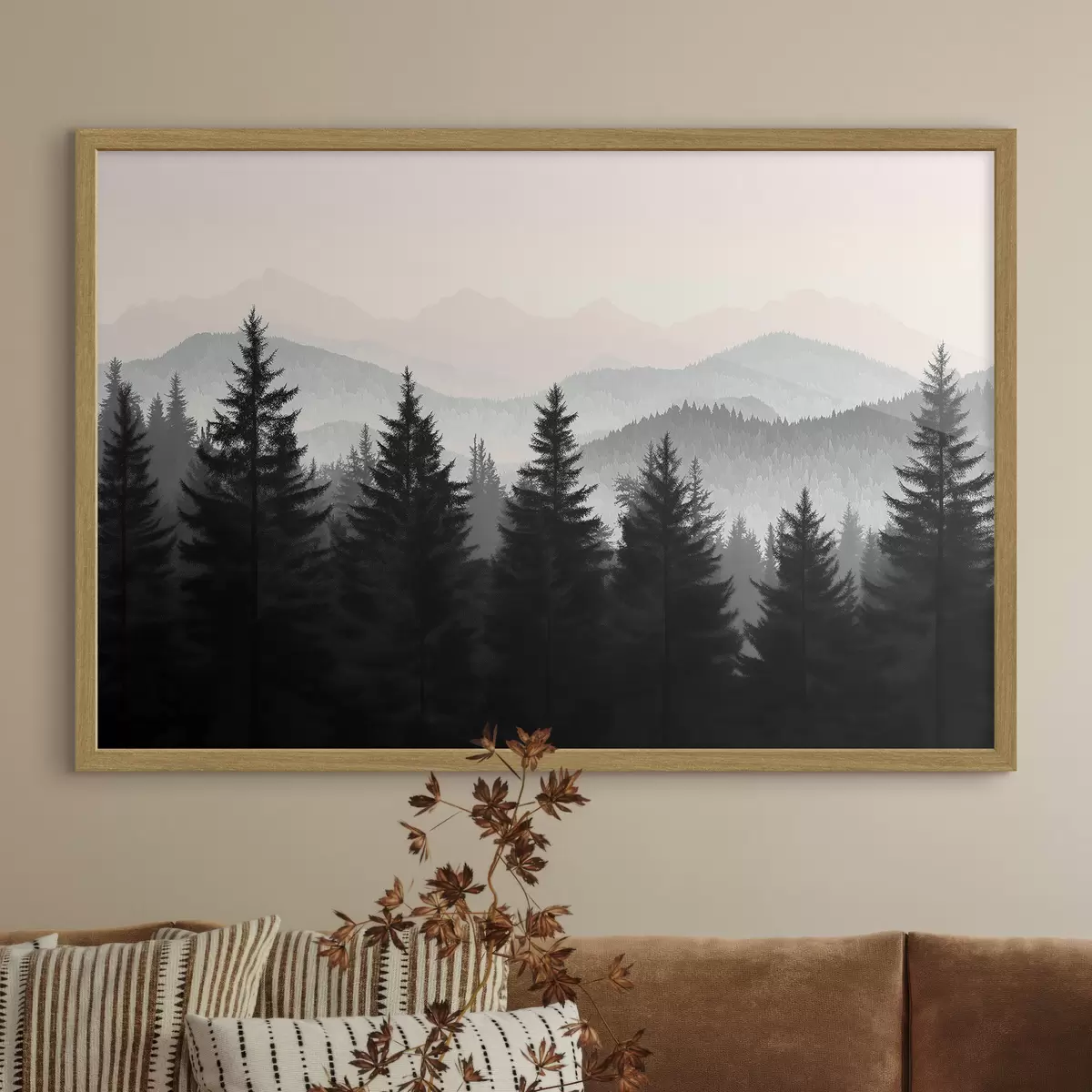 Poster Foresta con montagne sullo sfondo f40281