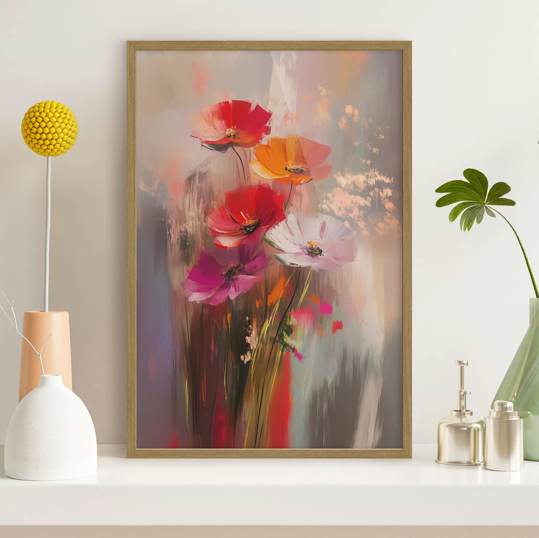 carta da parati Fiori astratti luminosi con pennellate nr. f40283