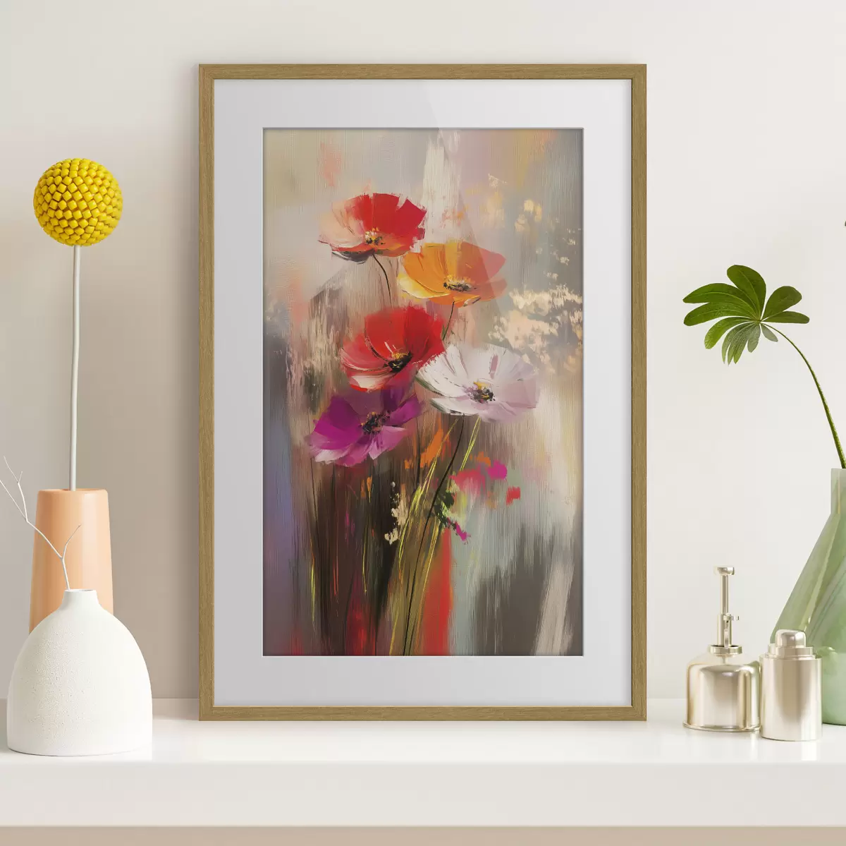 Poster Fiori astratti luminosi con pennellate f40283