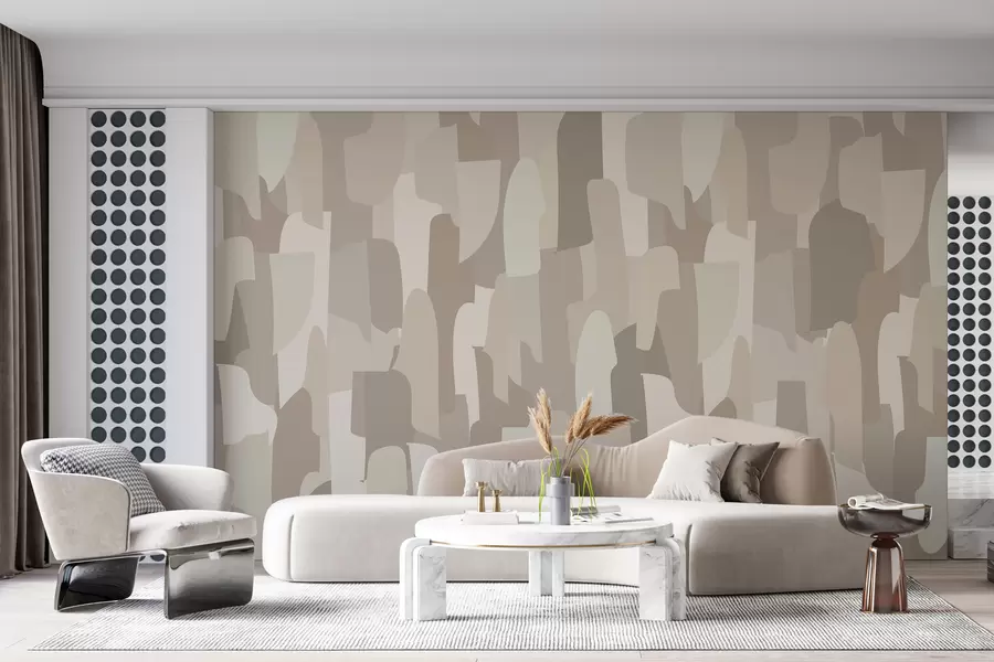 Carta da parati Moderno carta da parati moderna astratta in tonalità beige imitazione di pezzi colorati, per un design d'interni elegante n. w00987