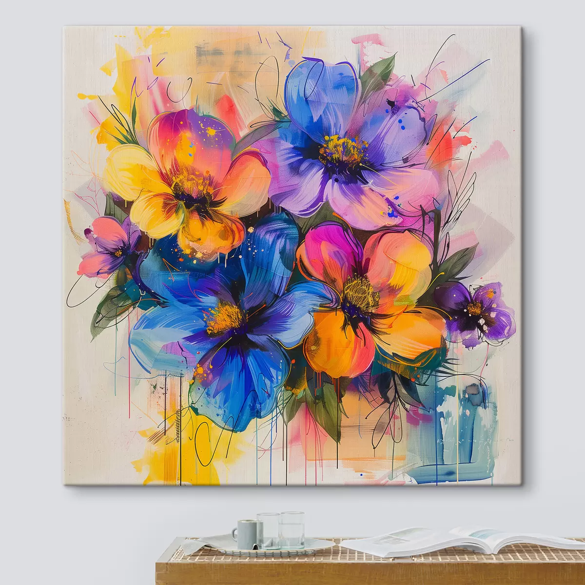 carta da parati Fiori su uno sfondo astratto nr. s40373