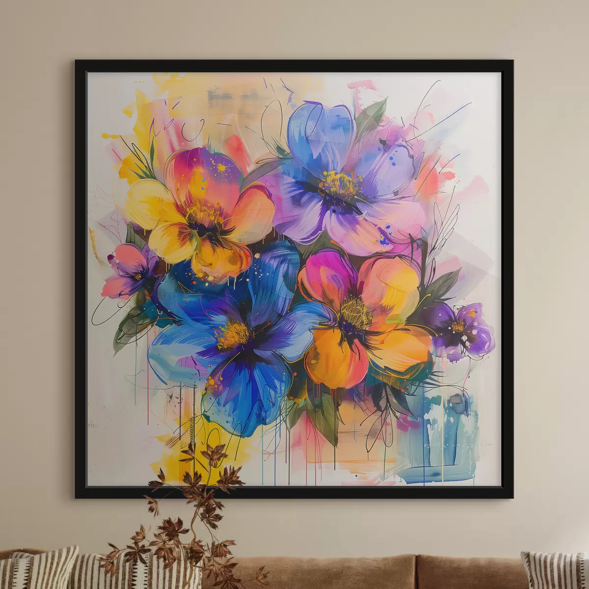 Poster Fiori su uno sfondo astratto f40373