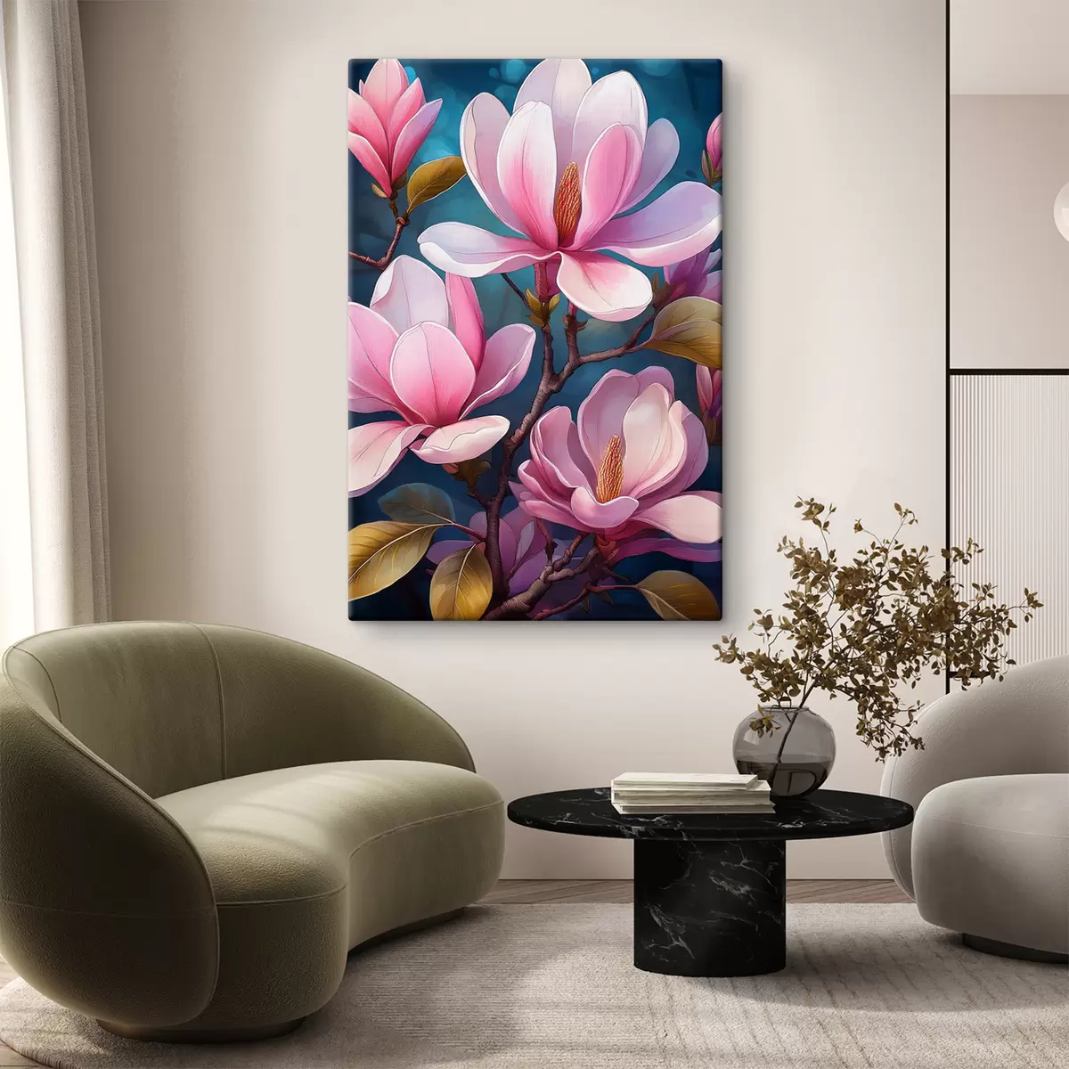 carta da parati fiori di magnolia, magnolia rosa, fiori grandi nr. s40425