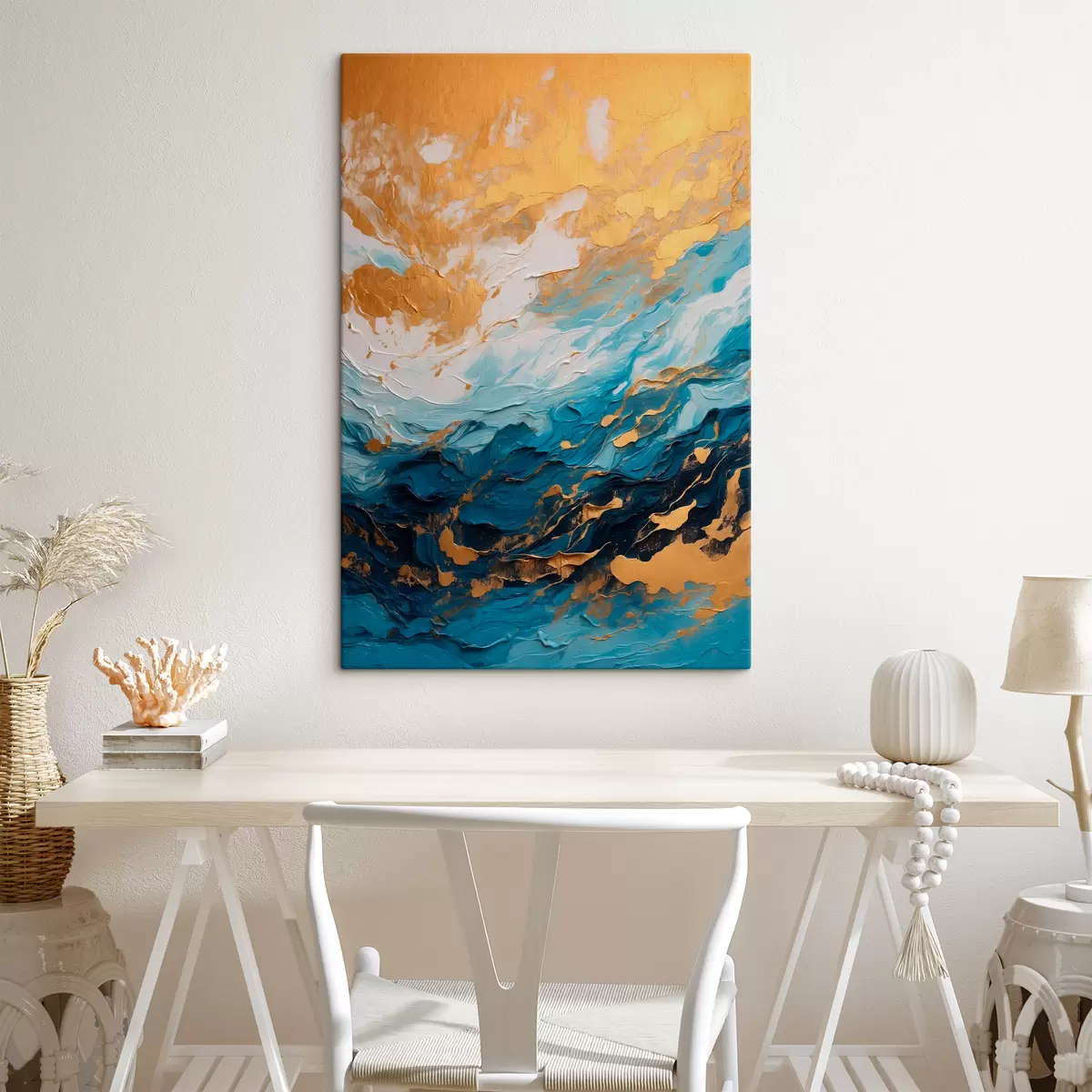 carta da parati Dipinto astratto con colori blu e bianco nr. s40328