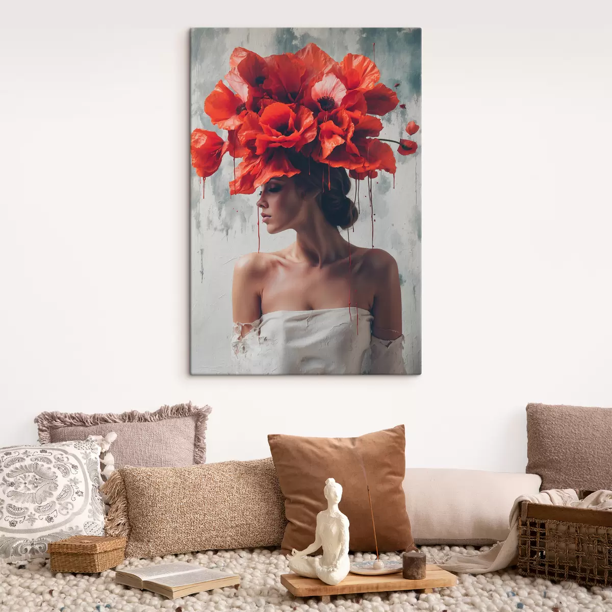 carta da parati Ragazza con i papaveri in testa nr. s40338