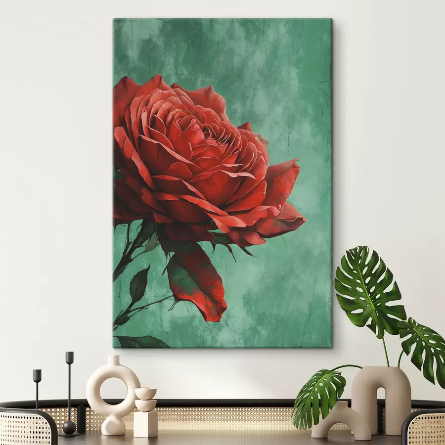 carta da parati Rosa su sfondo verde nr. s40339