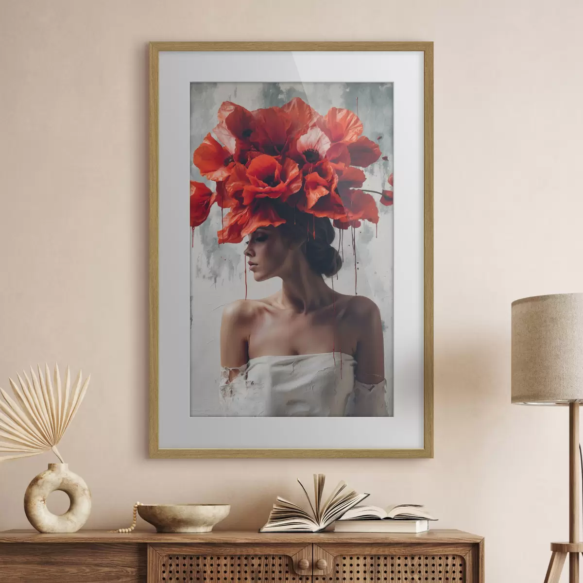 Poster Ragazza con i papaveri in testa f40338