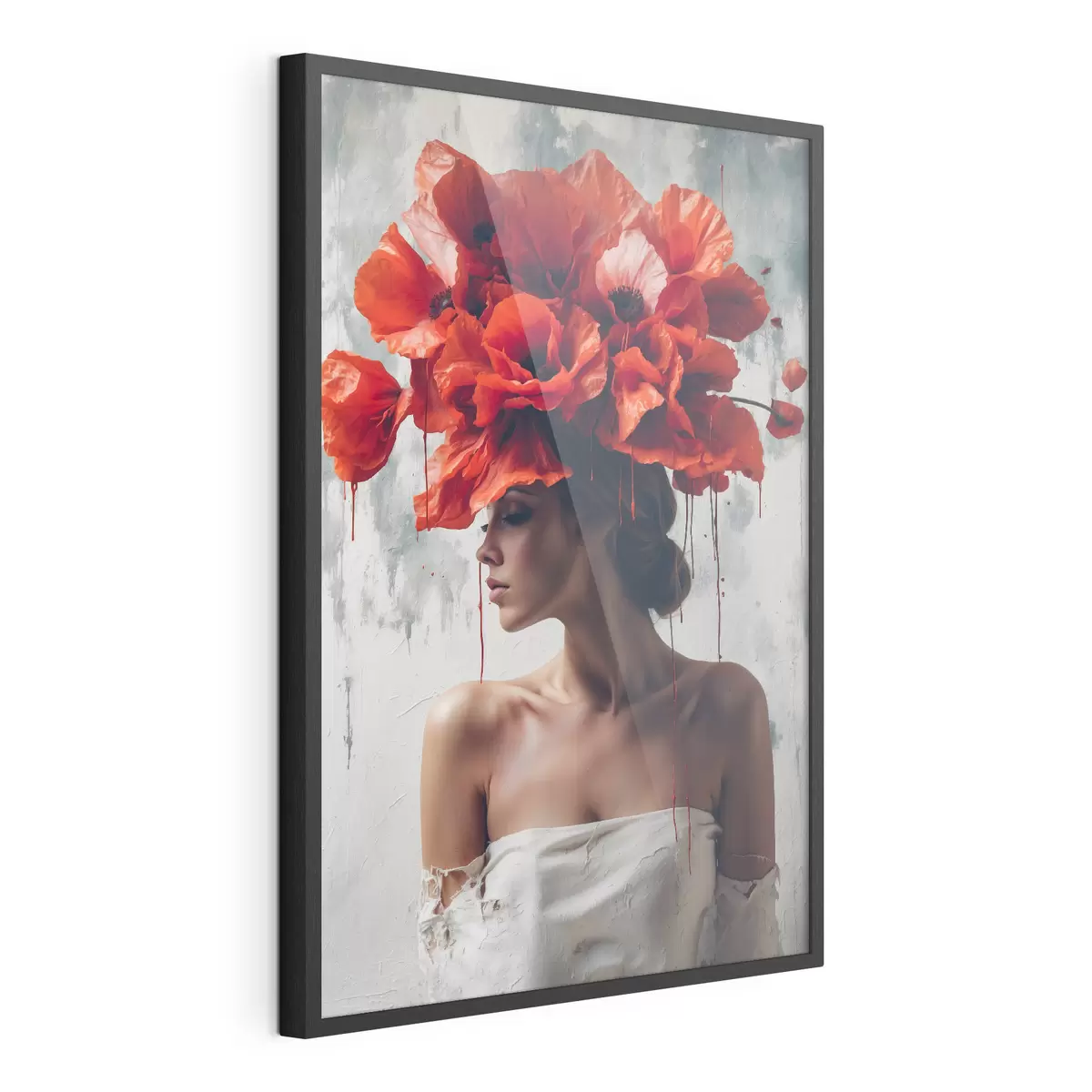 Poster Ragazza con i papaveri in testa f40338