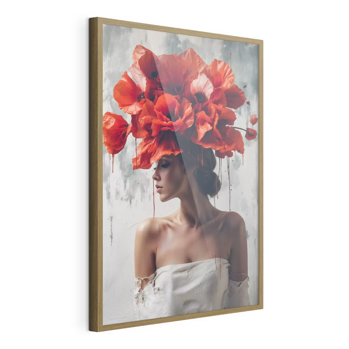 Poster Ragazza con i papaveri in testa f40338