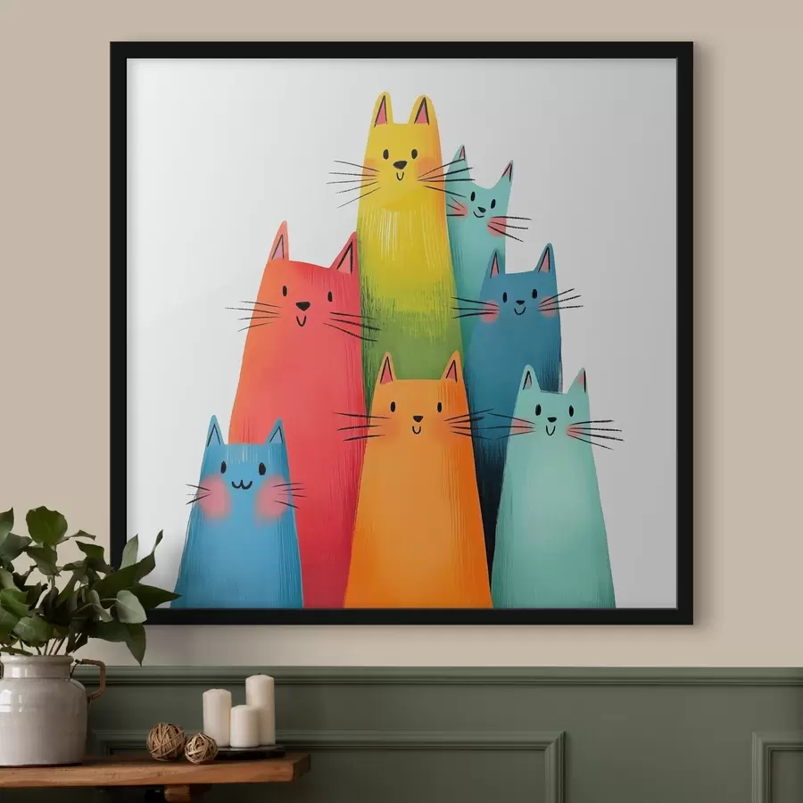 carta da parati Gatti astratti multicolori nr. f40041