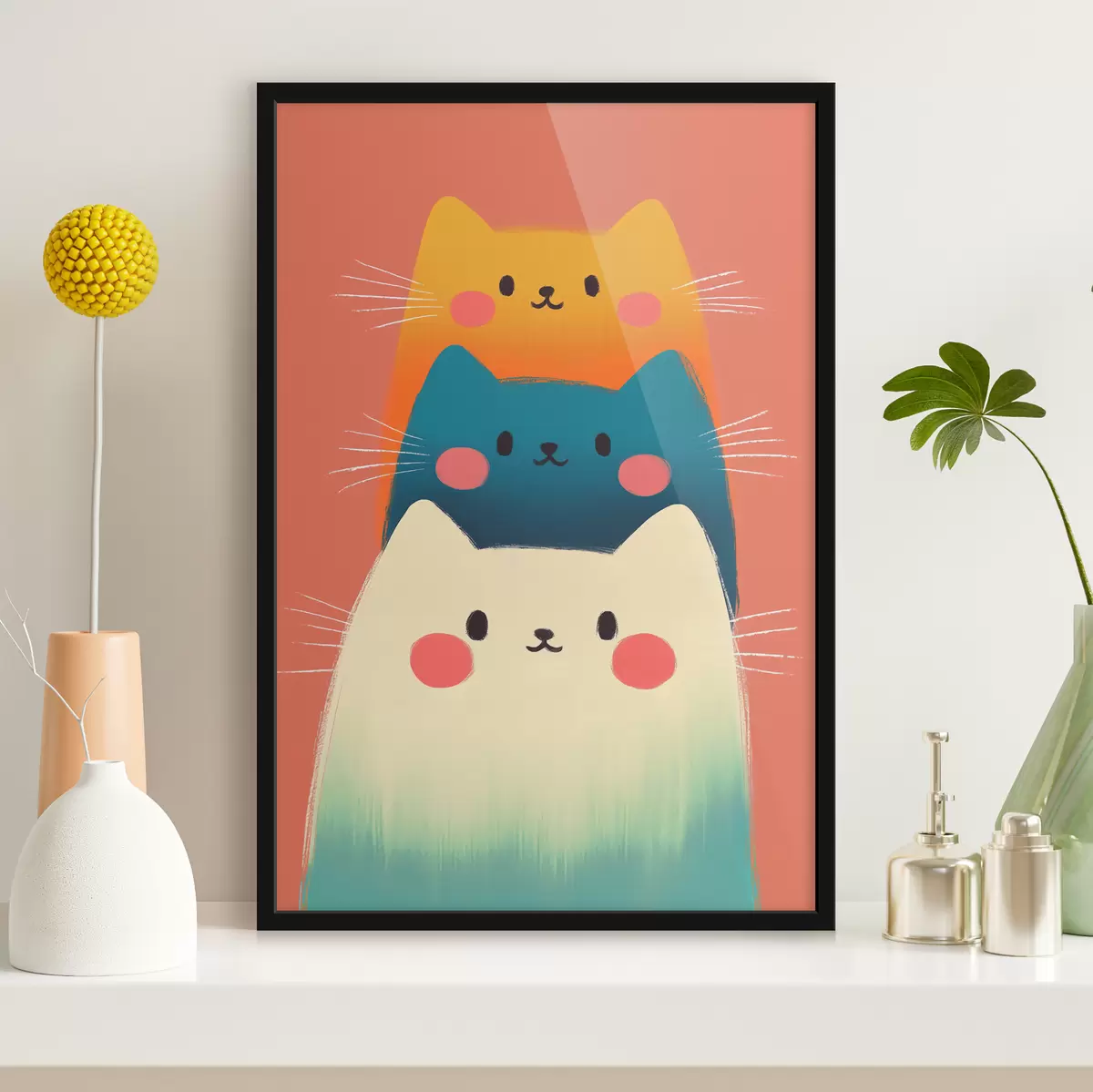 Poster Tre gatti astratti multicolori f40431