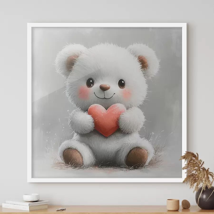 carta da parati Simpatico orso con il cuore nelle zampe nr. f40432