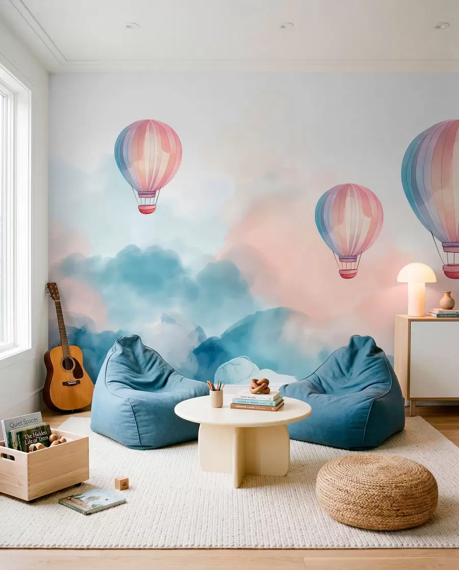 carta da parati Palloncini acquerellati tra le nuvole nr. w01011
