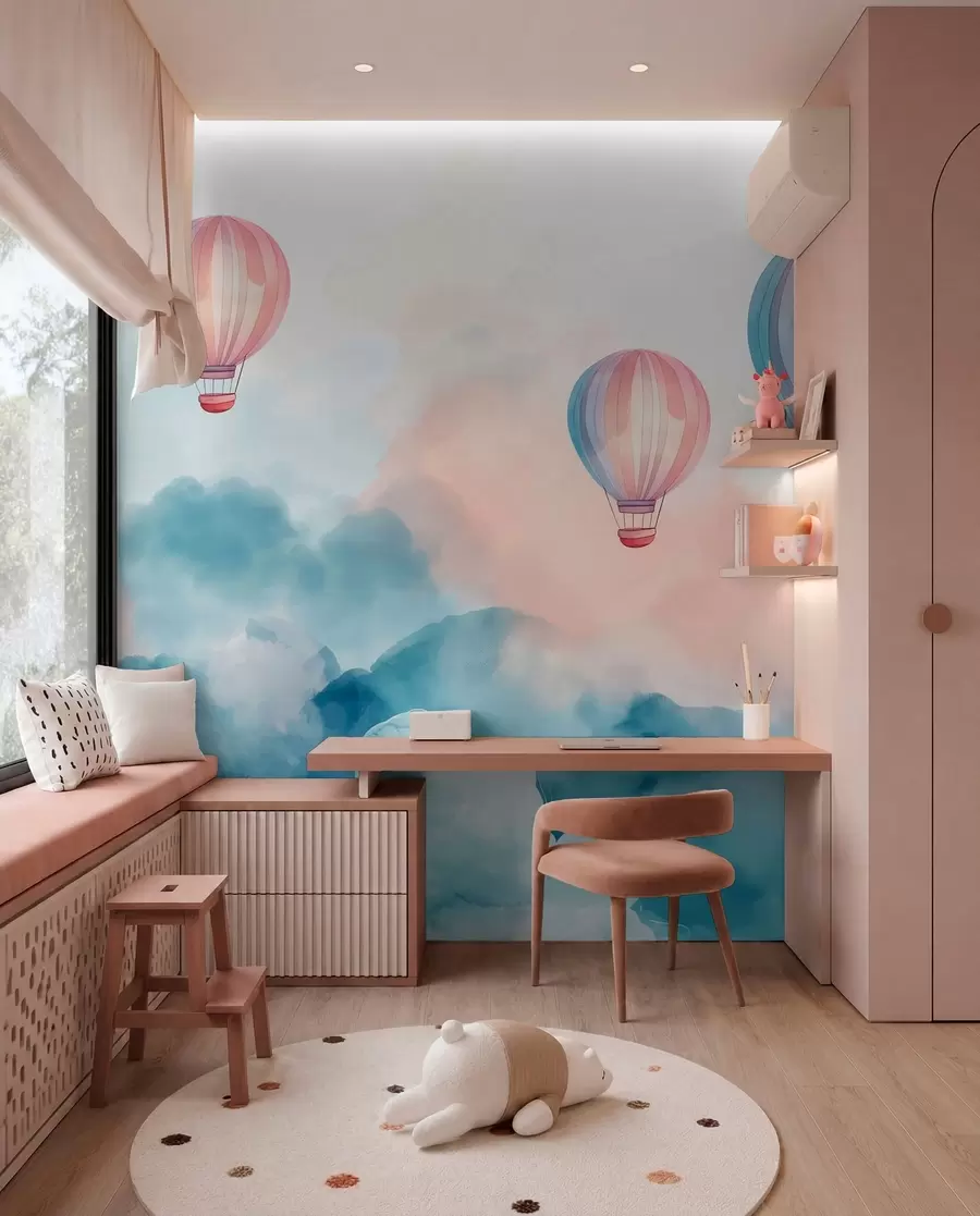 carta da parati Palloncini acquerellati tra le nuvole nr. w01011