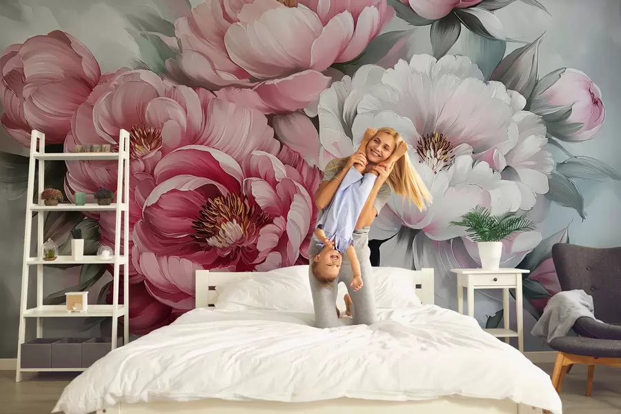 Carta da parati Floreale Lussureggianti peonie dipinte n. w01017