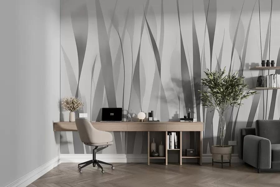 carta da parati Foglie traslucide nei toni del grigio nr. w01018v3