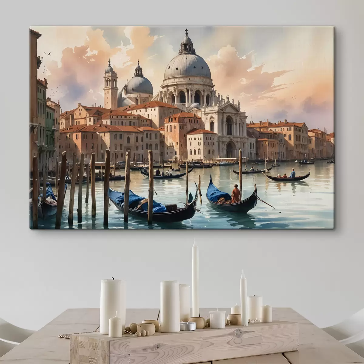 carta da parati Un dipinto panoramico ad acquerello raffigurante la vista del Canal Grande a Venezia, Italia nr. s40573