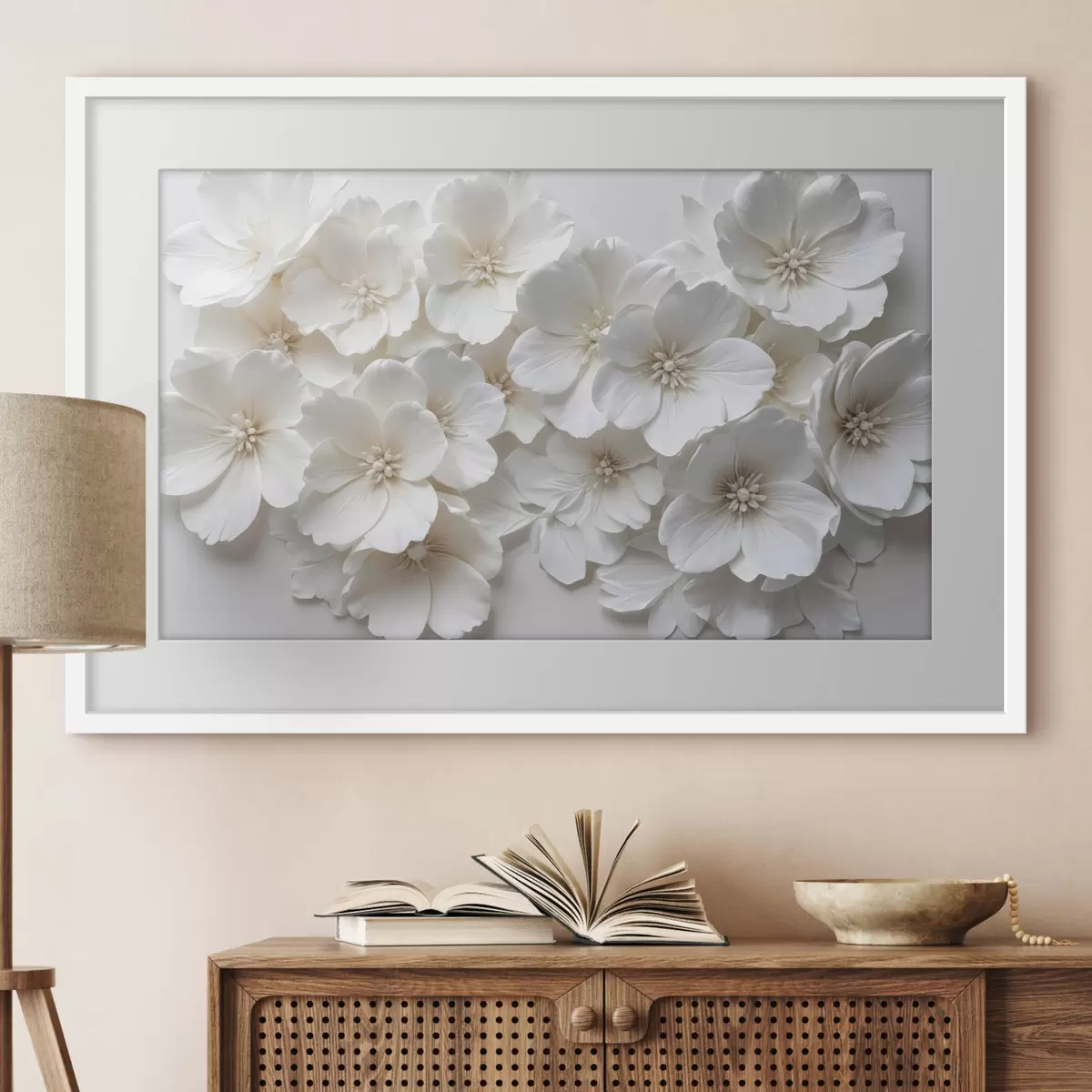 Poster Cascata di fiori bianchi f40548