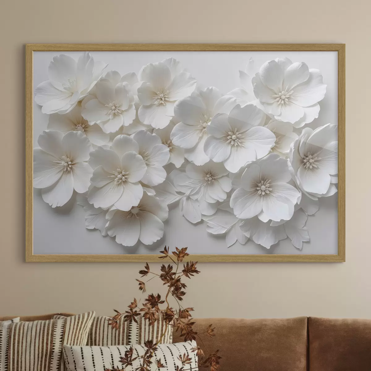 Poster Cascata di fiori bianchi f40548