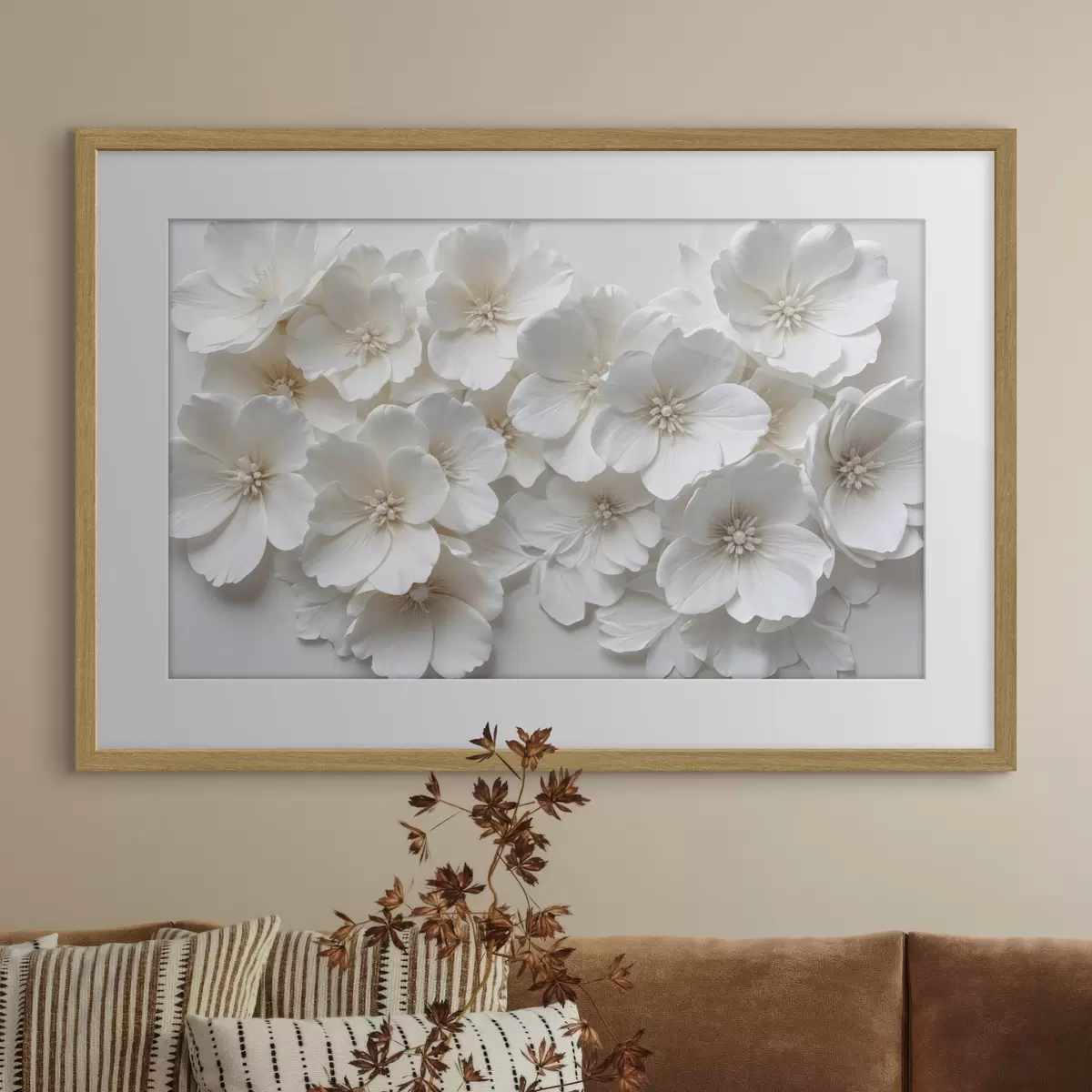 Poster Cascata di fiori bianchi f40548