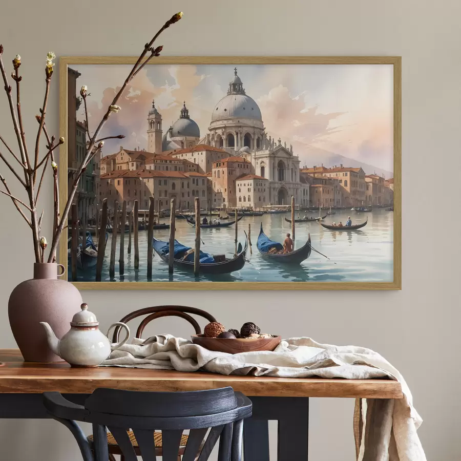 carta da parati Un dipinto panoramico ad acquerello raffigurante la vista del Canal Grande a Venezia, Italia nr. f40573
