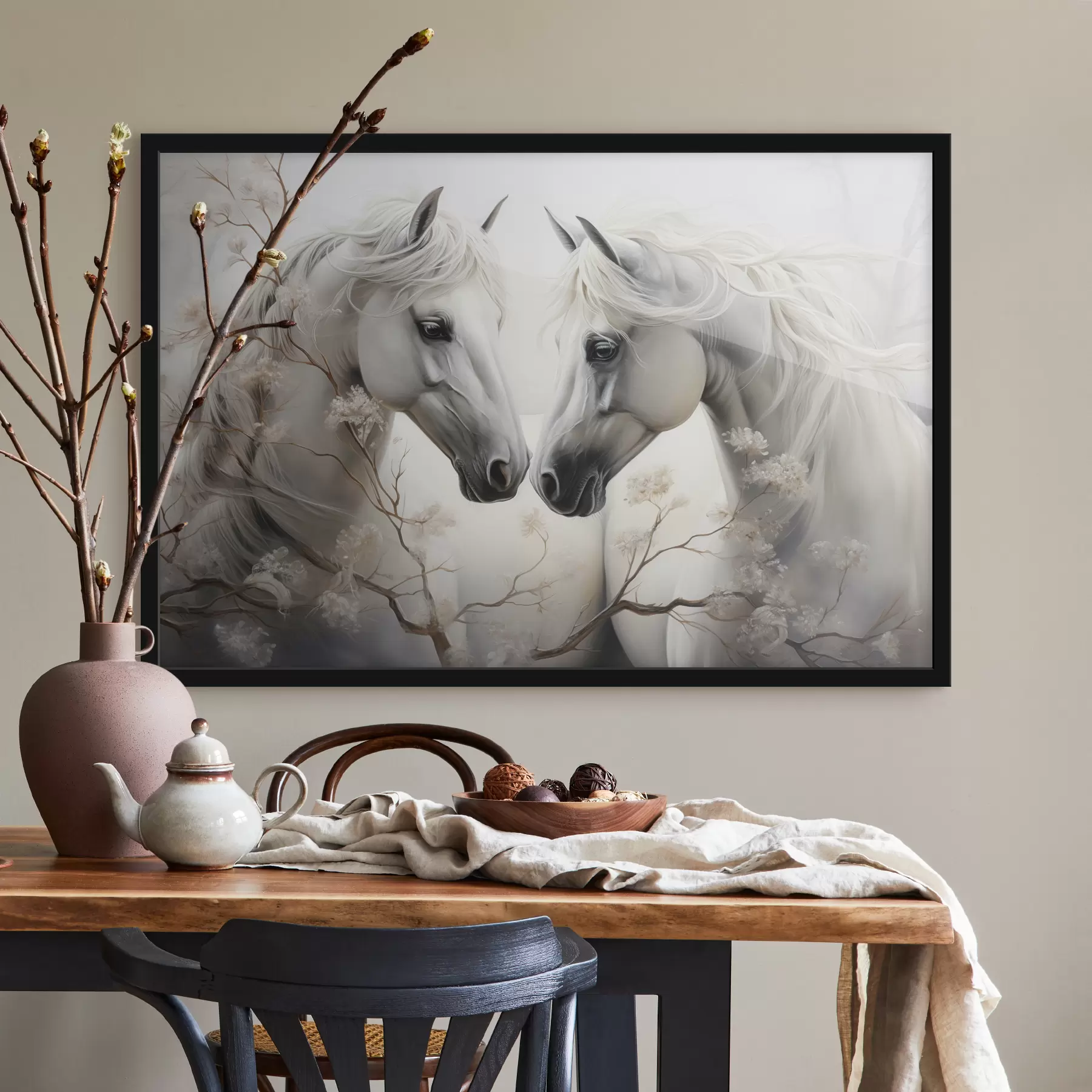 carta da parati Due cavalli tra i rami nr. f40530