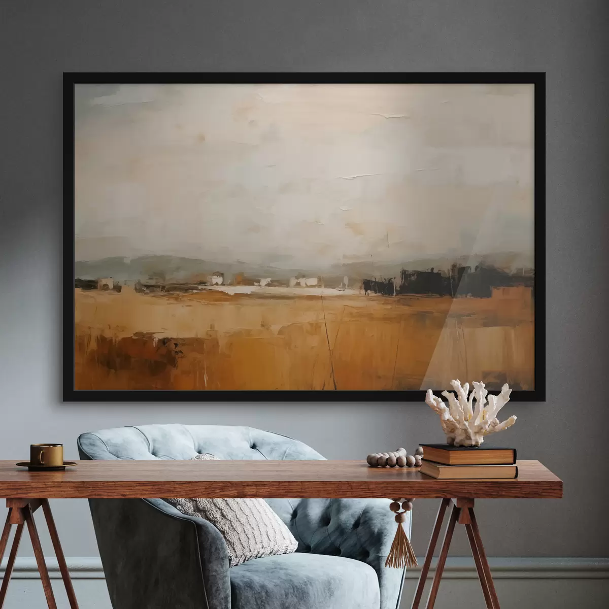 Poster Dipinto astratto di un campo, imitazione di pennellate f40534