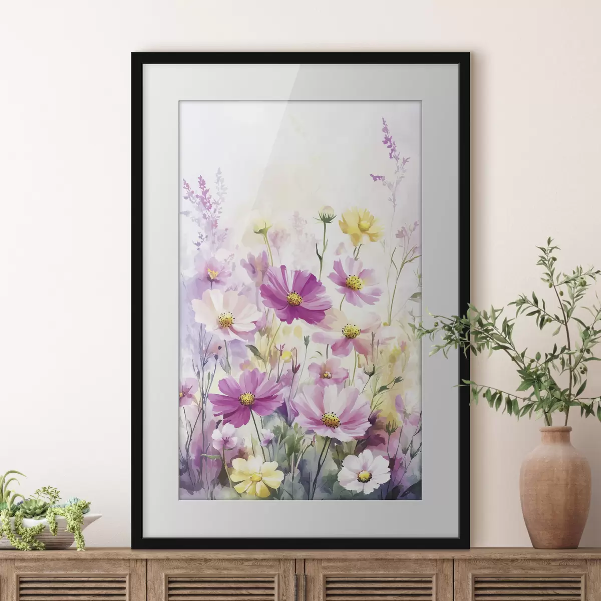 Poster Fiori selvatici astratti ad acquerello f40538