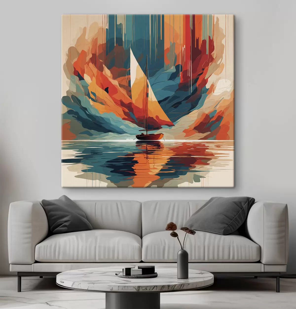 carta da parati Barca sul lago in grafica vettoriale nr. s40462