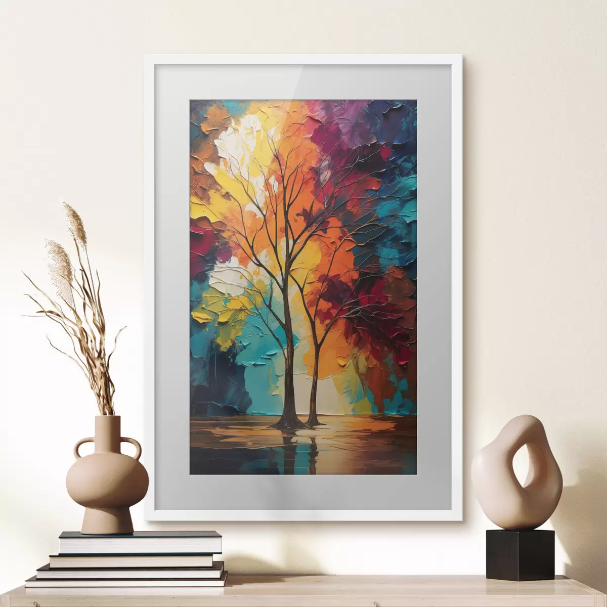 Poster Alberi su sfondo astratto f40460