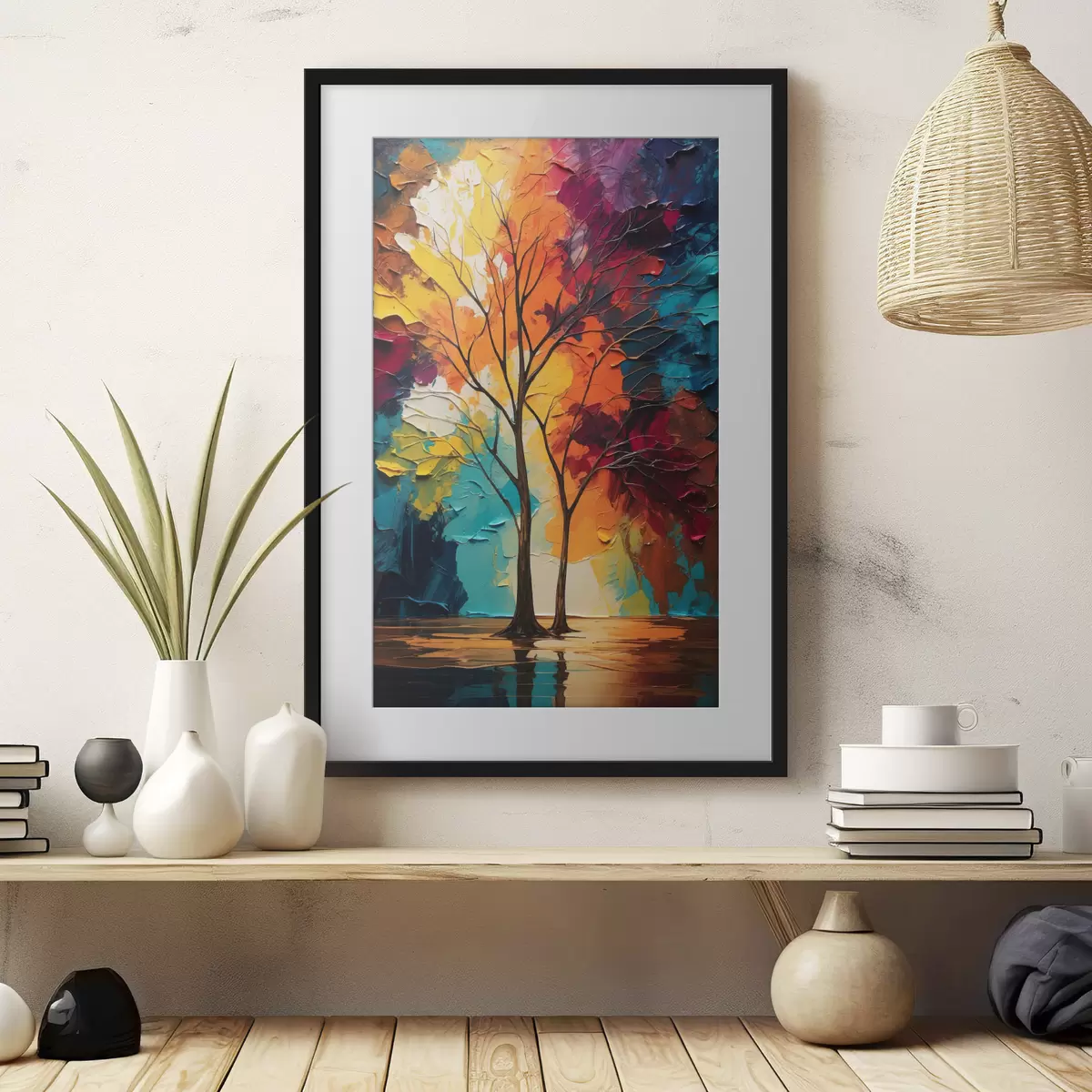 Poster Alberi su sfondo astratto f40460
