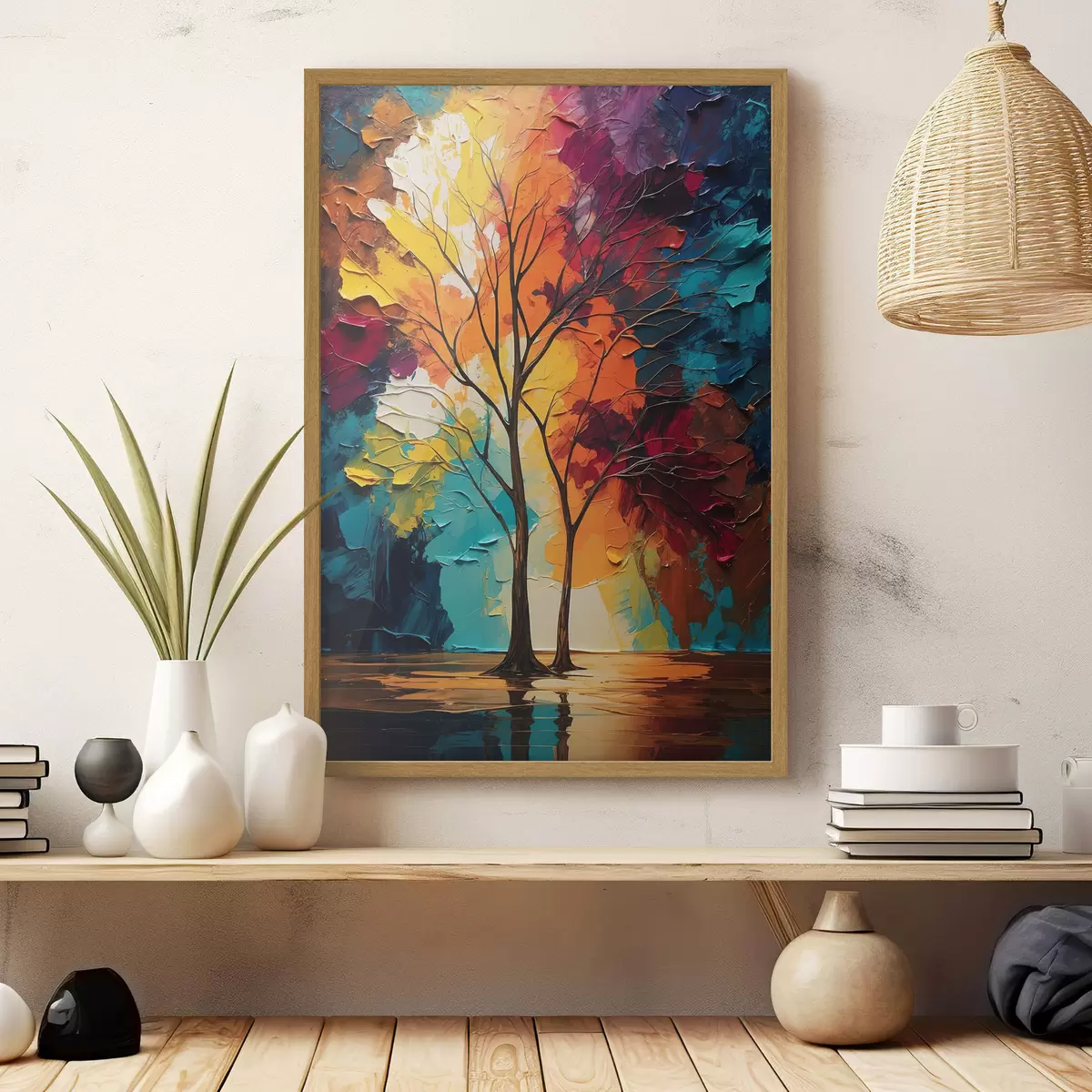 Poster Alberi su sfondo astratto f40460