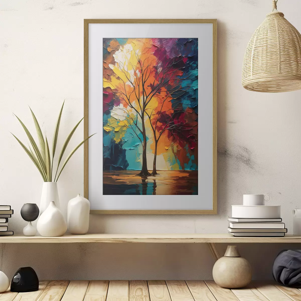Poster Alberi su sfondo astratto f40460