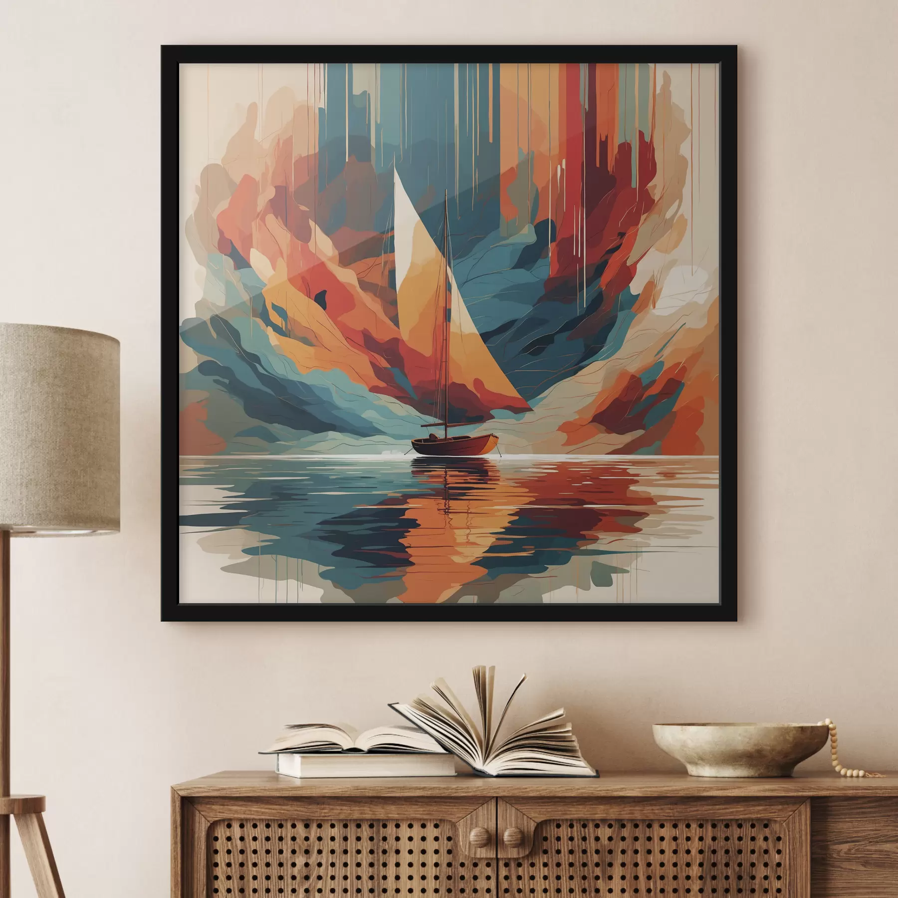 carta da parati Barca sul lago in grafica vettoriale nr. f40462