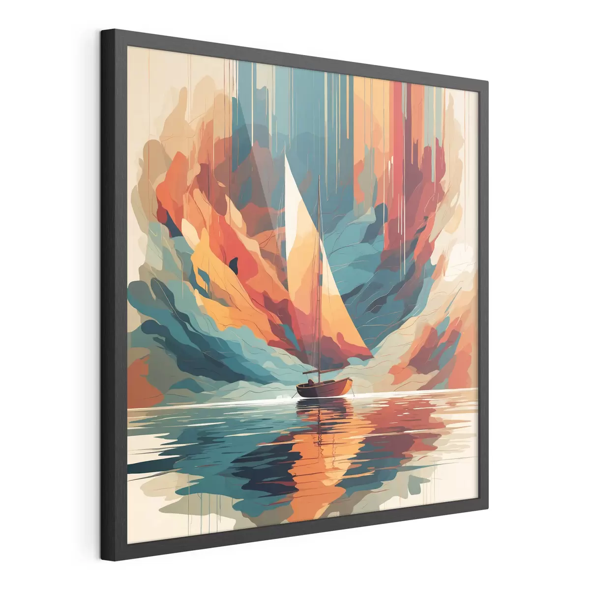 Poster Barca sul lago in grafica vettoriale f40462