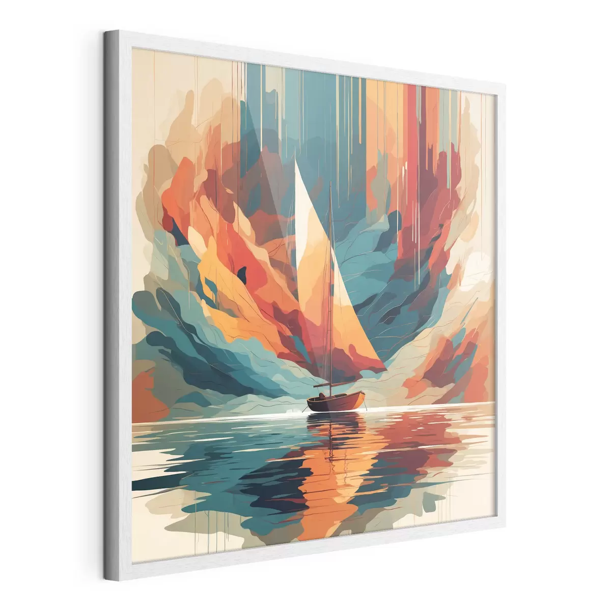 Poster Barca sul lago in grafica vettoriale f40462