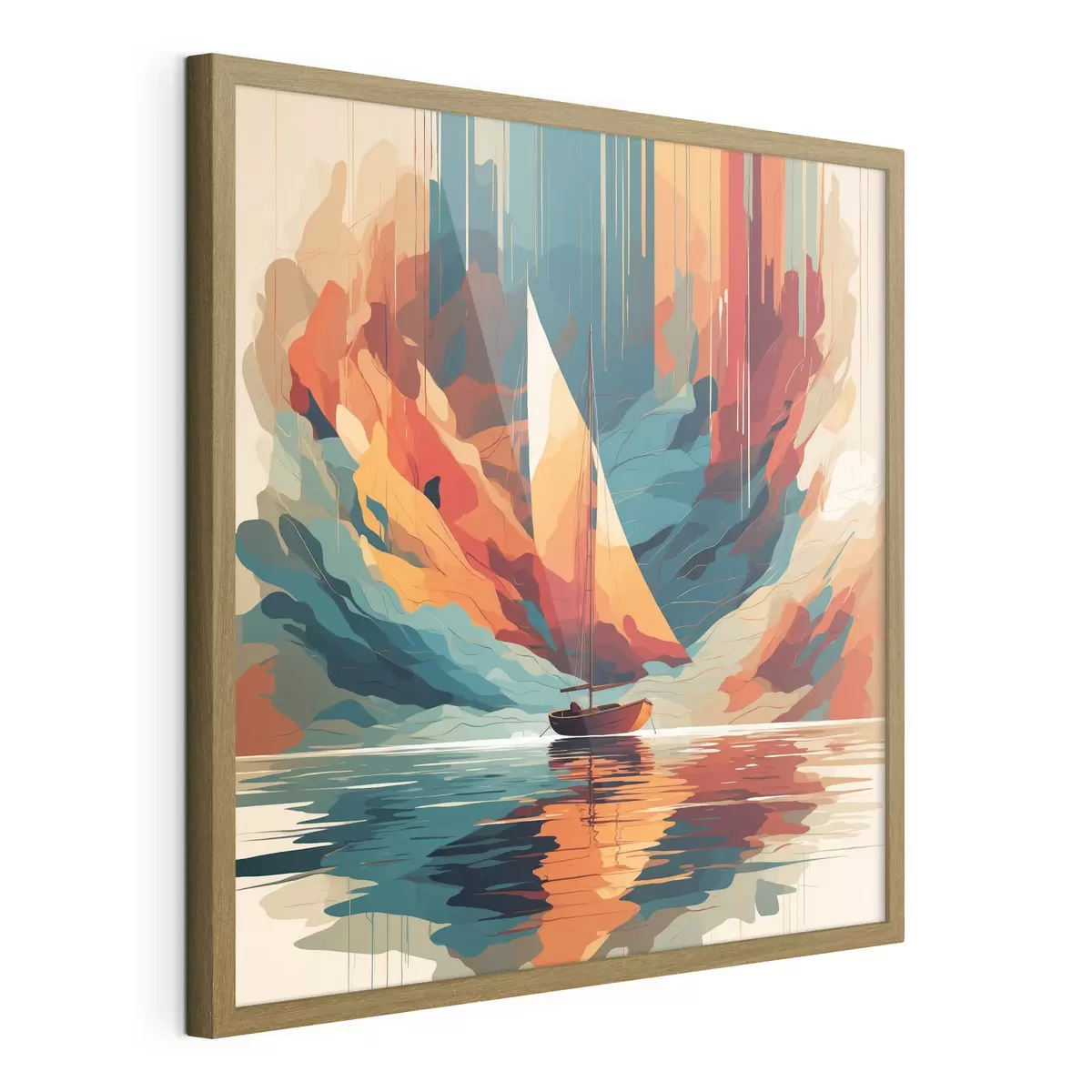 Poster Barca sul lago in grafica vettoriale f40462