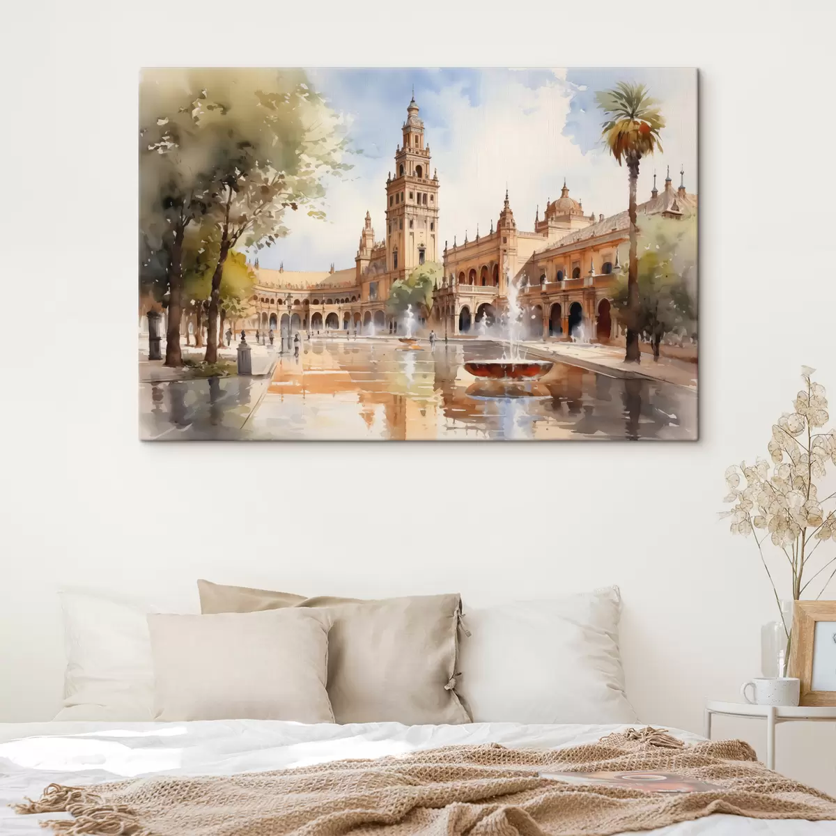 carta da parati Piazza del castello in città acquerello nr. s40681