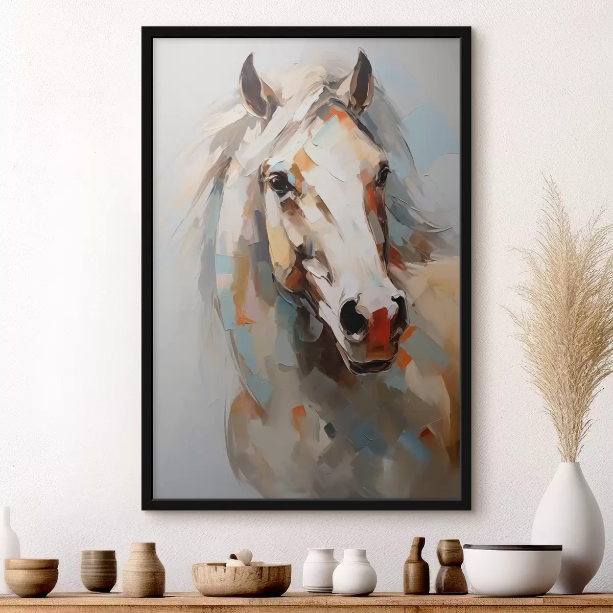 Poster Ritratto astratto di un cavallo bianco f40686