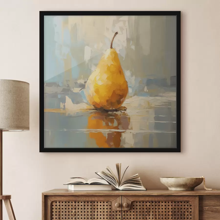 carta da parati Pera su sfondo pastello, colore giallo, arancione, grigio nr. f40690