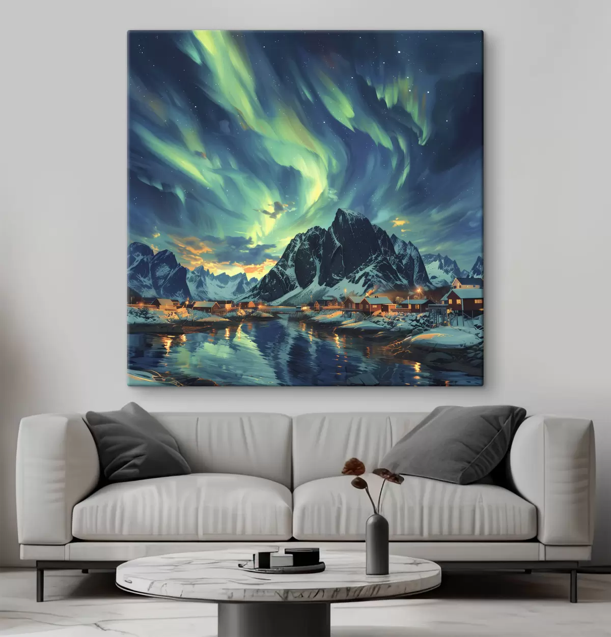 carta da parati Isole Lofoten, luci della notte, villaggio invernale nr. s40299