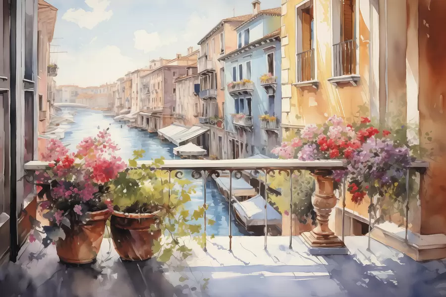carta da parati Balcone fiorito a Venezia nr. w01052