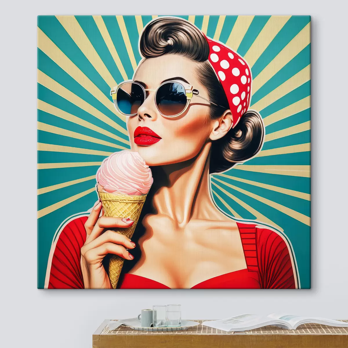 carta da parati ragazza con gelato, pop art, pin-up, retrò nr. s40718