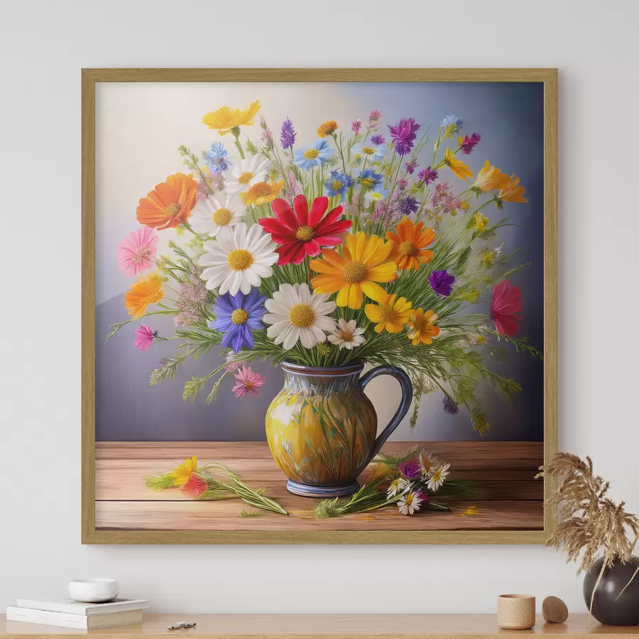 carta da parati un luminoso bouquet di fiori di campo nr. f40707